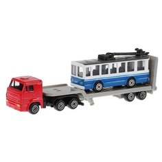Набор машин ТЕХНОПАРК SB-15-04-WB(TROLLEY) красно-серый/бело-синий