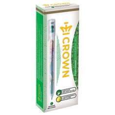 CROWN Набор гелевых ручек Glitter Metal Jell с блестками, 1.0 мм, 12 шт, зеленый цвет чернил