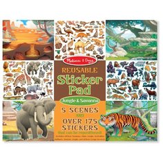 Книжка с наклейками "Reusable Sticker Pad. Jungle & Savanna"