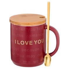 Lefard Кружка Break time I love You 350 мл винно-красный