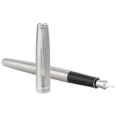 PARKER перьевая ручка Sonnet F526 с чехлом в подарочной упаковке, M, черный цвет чернил