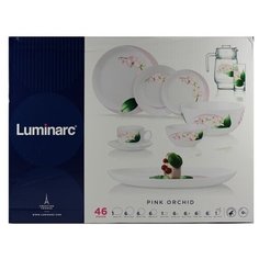 Столовый сервиз Luminarc Pink Orchid P9939, 6 персон белый/розовый/зеленый