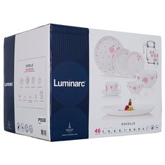 Столовый сервиз Luminarc Docelle P9938, 6 персон белый/розовый