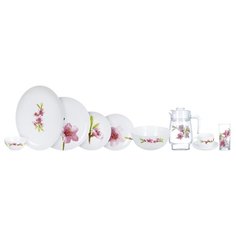 Столовый сервиз Luminarc Water Color P7076, 6 персон белый/прозрачный/розовый
