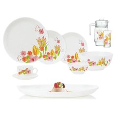 Столовый сервиз Luminarc Dacha P0331, 6 персон белый/прозрачный/розовый