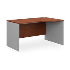 Письменный стол угловой Pointex Point угловой, ШхГ: 140х90 см, угол: справа, цвет: серый каркас/столешница орех