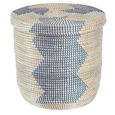 Natural House Корзина для белья Изумрудная волна 50х50х48 см синий/белый