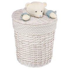 Natural House Корзина для белья Медвежонок голубой 37х37х40 см белый