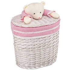 Natural House Корзина для белья Медвежонок 41х30х40 см розовый/белый