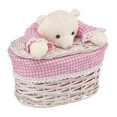 Natural House Корзина для белья Медвежонок 26х15х16 см розовый/белый