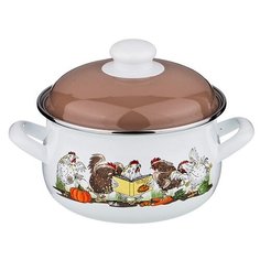 Кастрюля Agness 951-010 1.7 л, белый/коричневый