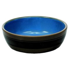 Миска Beeztees 451575 керамическая с полосками, для кошек голубой с полосками