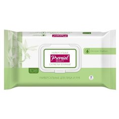 Влажные салфетки Premial универсальные, с экстрактом бамбука, 100 шт.