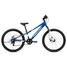 Подростковый горный (MTB) велосипед FORWARD Rise 24 2.0 Disc (2020) синий/белый 11" (требует финальной сборки)