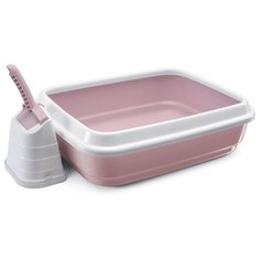 Туалет-лоток для кошек Imac Duo 59х40х28 см пепельно-розовый 1 шт.