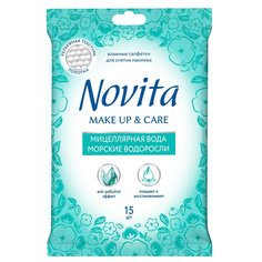 Салфетки влажные Novita Make Up & Care с Мицеллярной Водой 15 шт