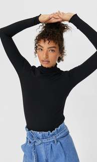 Stradivarius Топ Со Сборкой На Воротнике Женская Коллекция Черный Xs