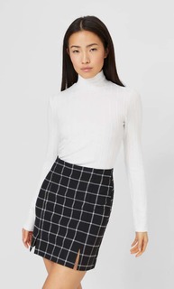 Stradivarius Топ С Воротником-Стойкой Женская Коллекция Цвет Небеленого Полотна S