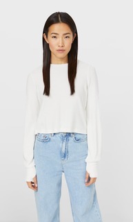 Stradivarius Укороченный Топ В Рубчик Женская Коллекция Ванильный S