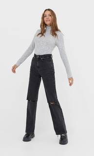 Stradivarius Топ С Воротником-Стойкой Женская Коллекция Пестро-Серый S
