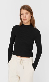 Stradivarius Укороченный Топ Soft Touch Женская Коллекция Черный M