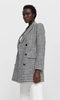 Stradivarius Платье-Пиджак В Клетку Женская Коллекция Цвет Небеленого Полотна L