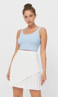 Stradivarius Юбка Из Мягкой Ткани В Складку Женская Коллекция Пестро-Серый Xs