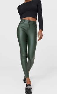 Stradivarius Брюки С Высокой Посадкой И Напылением Женская Коллекция Бутылочно-Зеленый 38