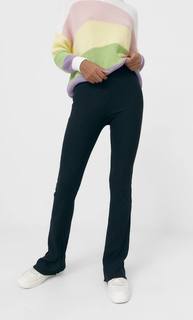 Stradivarius Брюки-Клеш В Рубчик Женская Коллекция Черный L