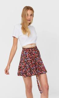 Stradivarius Юбка-Шорты Струящегося Кроя С Принтом Женская Коллекция Multicolor Xl