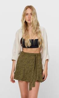 Stradivarius Юбка-Шорты Струящегося Кроя С Принтом Женская Коллекция Multicolor L