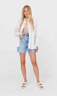 Stradivarius Рубашка В Стиле Бойфренд Женская Коллекция Белый S