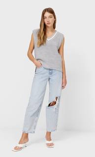 Stradivarius Трикотажный Топ Женская Коллекция Пестро-Серый L