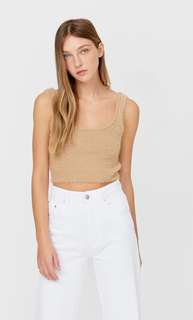 Stradivarius Топ Из Мягкой Ткани Женская Коллекция Бежевый L