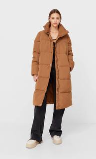Stradivarius Длинное Стеганое Пальто Женская Коллекция Жженый L