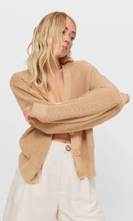 Stradivarius Кардиган Со Спущенными Плечевыми Швами Женская Коллекция Пестро-Бежевый M