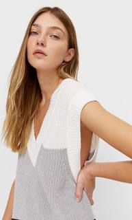 Stradivarius Полосатый Топ Оверсайз Женская Коллекция Цвет Небеленого Полотна S