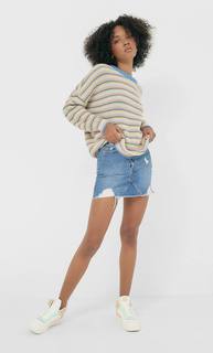 Stradivarius Свитер Оверсайз С Цветовыми Блоками Женская Коллекция Синий Xl