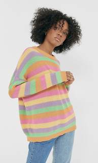 Stradivarius Свитер Оверсайз С Цветовыми Блоками Женская Коллекция Multicolor Xs