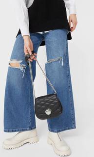 Stradivarius Стеганая Сумка С Плечевым Ремнем И Застежкой Женская Коллекция Черный 103