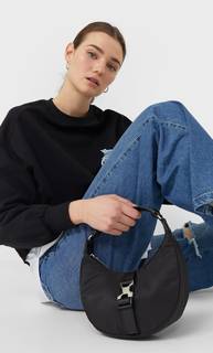 Stradivarius Сумка Из Текстиля С Пряжкой И Плечевым Ремнем Женская Коллекция Черный 103