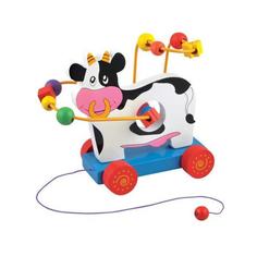 Рыжий кот Деревянная игрушка лабиринт каталка корова Рыжий кот ИД-5898