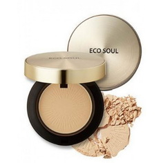 Пудра компактная золотая The Saem Eco Soul Luxury Gold Pact 21 Light Beige