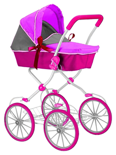 Коляска для кукол RT 603 фуксия-серая