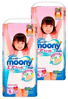 Подгузники-трусики MOONY для девочек XL (12-17 кг), 2x38 шт.