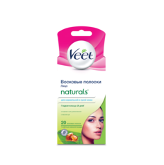 Восковые полоски VEET с маслом ши для чувствительных участков тела (лицо) 20 шт