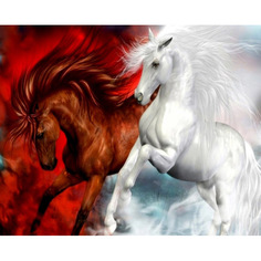 Картина по номерам на холсте 40*50 см Colibri "Красная и белая лошади" (VA-0483)