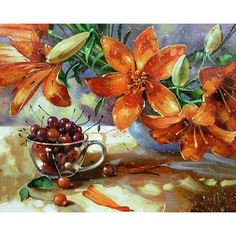 Картина по номерам на холсте 40*50 см Colibri "Вишня и цветы" (VA-0279)