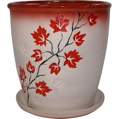 Горшок цветочный с поддоном БАГРЕЦ 6,5 Л Кунгурская керамика