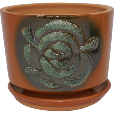 Горшок цветочный с поддоном РОЗА 2,5 Л Кунгурская керамика